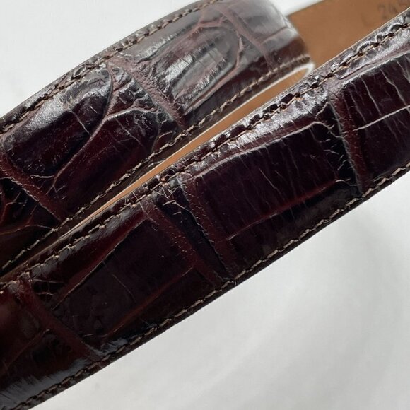 Brighton Allegro Swirl Brown Mock Crocodile Leather Waist Belt Women's L 24507 - Picture 3 of 9